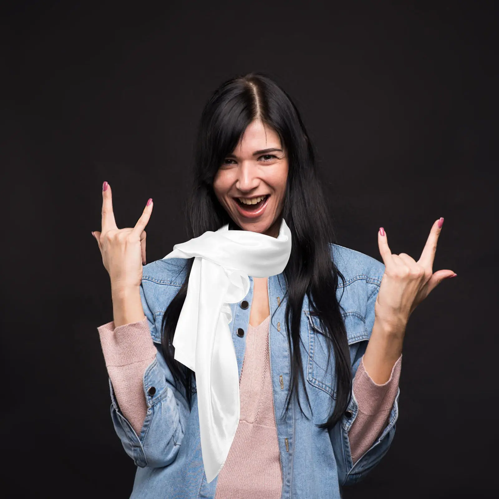 

Однотонный полиэстеровый шарф для женщин, большой размер, элегантный головной платок, универсальная повязка на шею, стильный аксессуар для волос для повседневного и торжественного образа