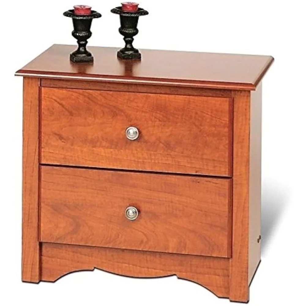 2 Drawer Nightstand in Cherry Drawers run smoothly on all metal roller glides with built in safety stops