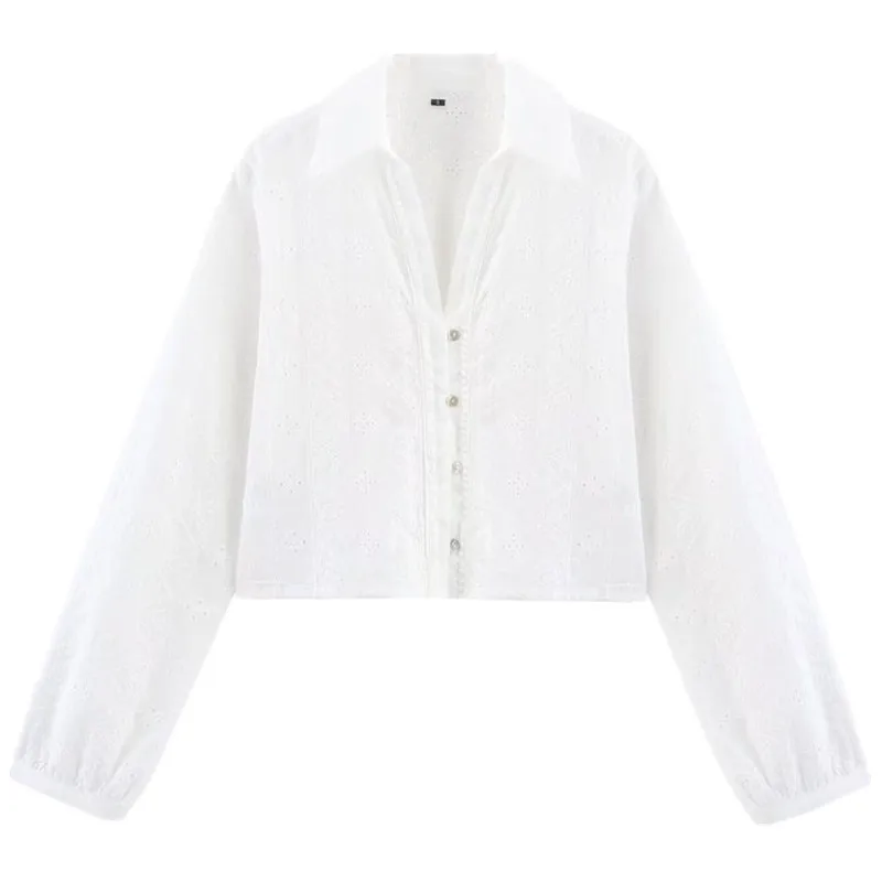 Nouvel été 2025 femmes coton brodé évider col Faion ort irt polyvalent coupe ample longue longueur Sve ort