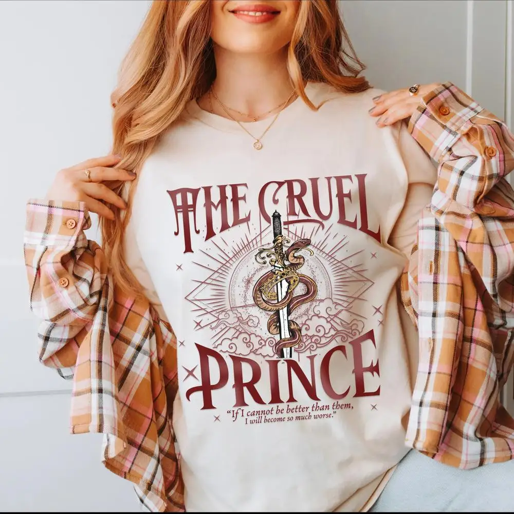تي شيرت قطني من The Cruel Prince، هدايا كتاب Merch Jude Cardan لمحبي الكتب، ملكة الملك الشريرة من لا شيء ملابس فنية للكتاب