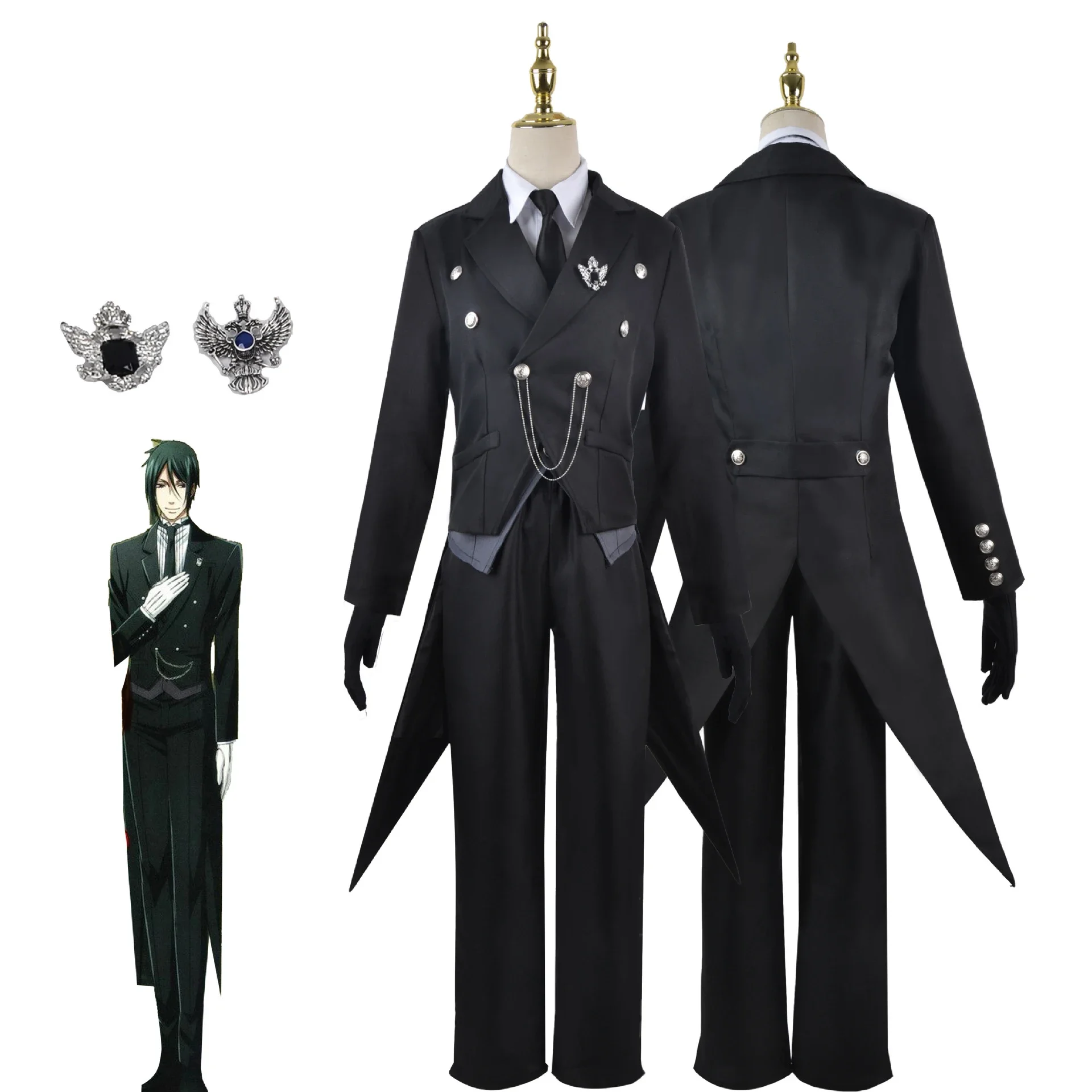 SingXeng Anime Black Butler Cosplay Anime Kuroshitsuji Sebastian Michaelis Cosplay Costume Uniforms Customize Halloween