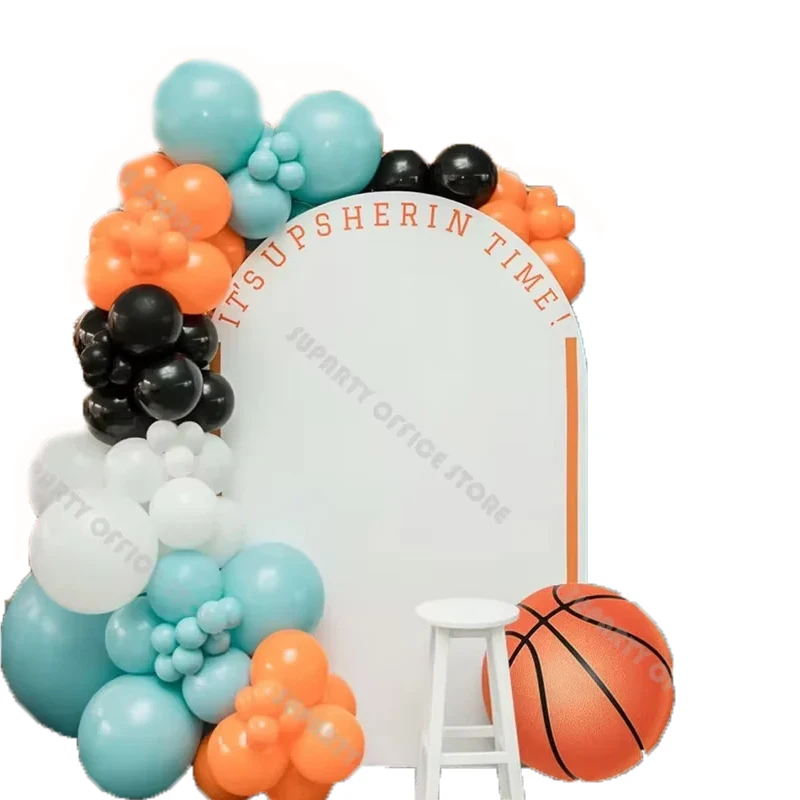 80個入り-洗礼式-男の子用-バルーンアーチガーランドキット-tf-ブルー-オレンジ-ホワイト-バルーンデコレーション-子供用-1歳-2歳-誕生日パーティー飾り