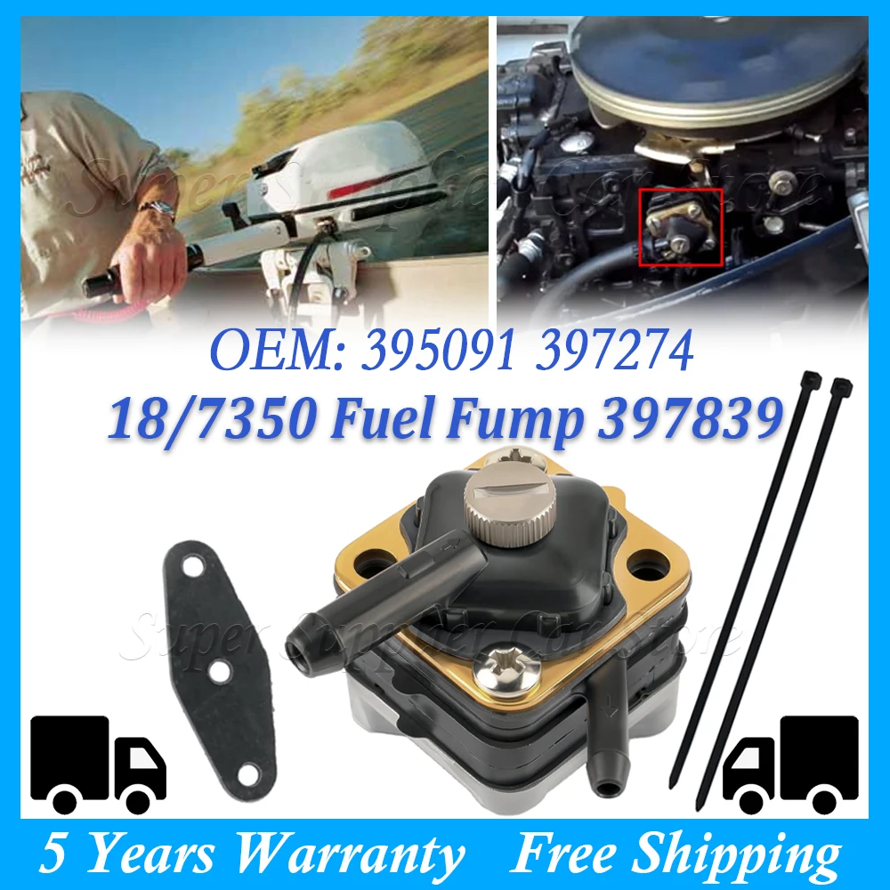 Fuel Pump & Gasket For Johnson Evinrude 395091 397274 6hp 8hp 9.9hp 15hp Engine Seahorse Outboard 397839 391638 395091 397274