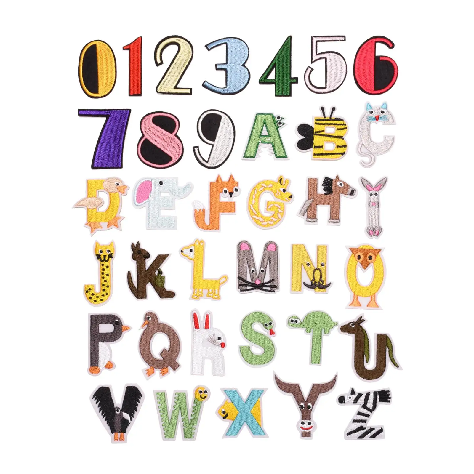 36pcs Letter Number Random Assorted Styles Outdoors Embroidered Patches DIY Sew Applique Repair Patch