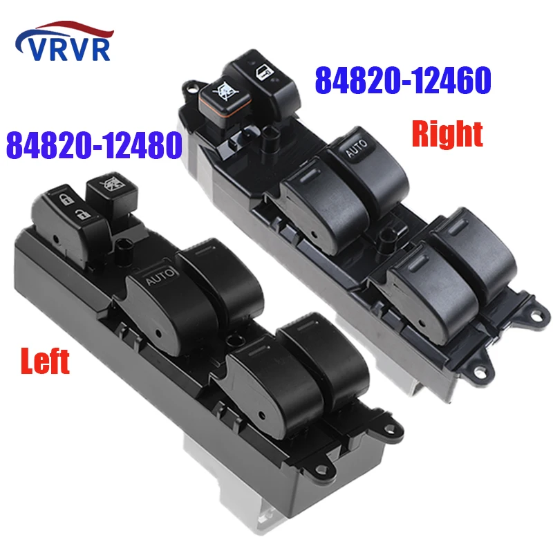 VRVR 84820-12480 Left 84820-12460  Right New Black Plastic Master Window Switch 84820-0F040 For Toyota Corolla