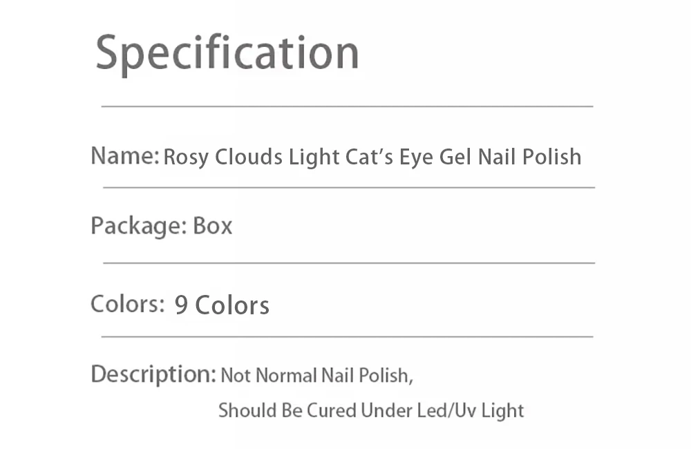 Vendeeni 9 Farben/Set Sunglow Cat Eye Gel Nagellack Magnetischer UV Soak-Off Gel-Lack Sunset Rosy Clouds Light Gel mit Display – Detail 11