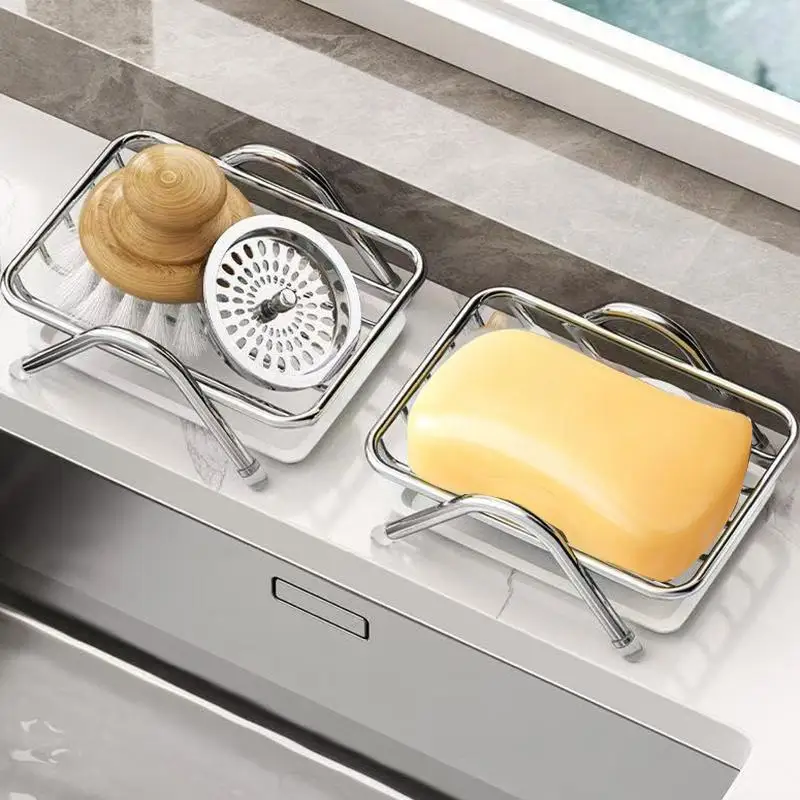 

Non Slip Stainless Steel Soap Dish with Drainage Tray Rust-resistant for Wet Areas