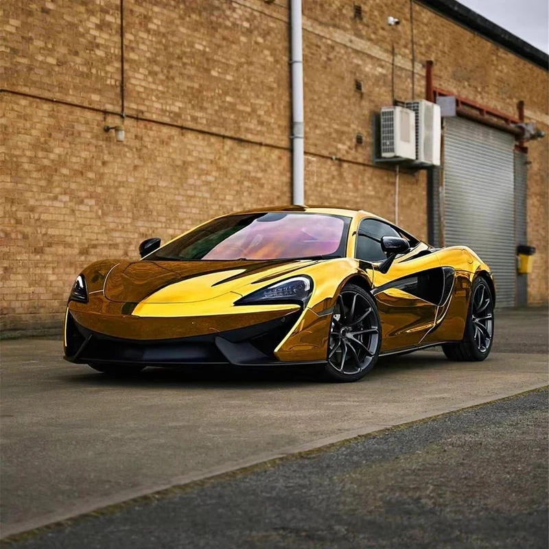 

Factory PET Liner Bubble Removable Glue Mirror Gold Car Wrap Vinyl