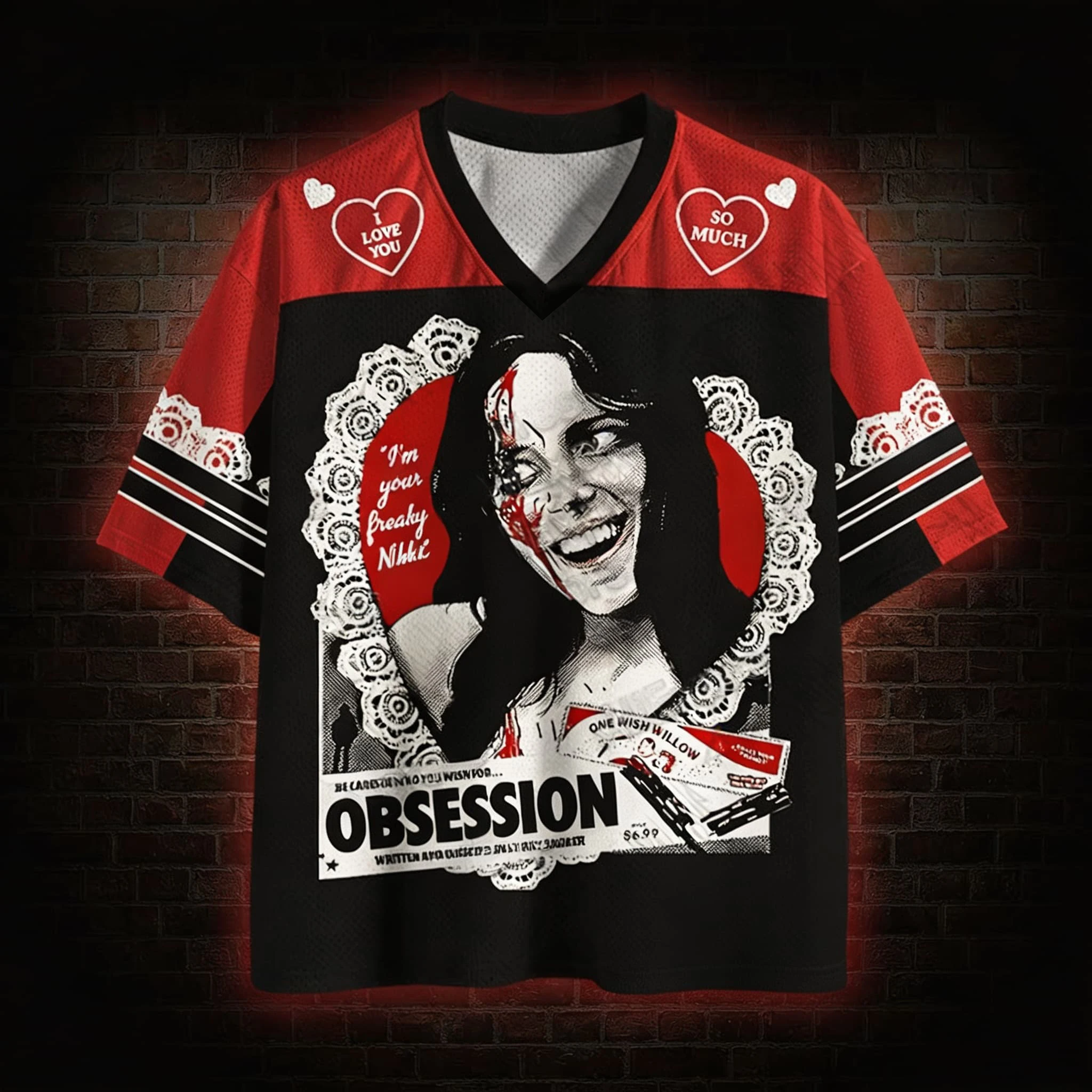 Romantic Obsession Portrait Heart Lace Summer Tee Women's Tshirt Unisex Tee Top Vneck Short Sleeve Quick drying Men's  T Shirt