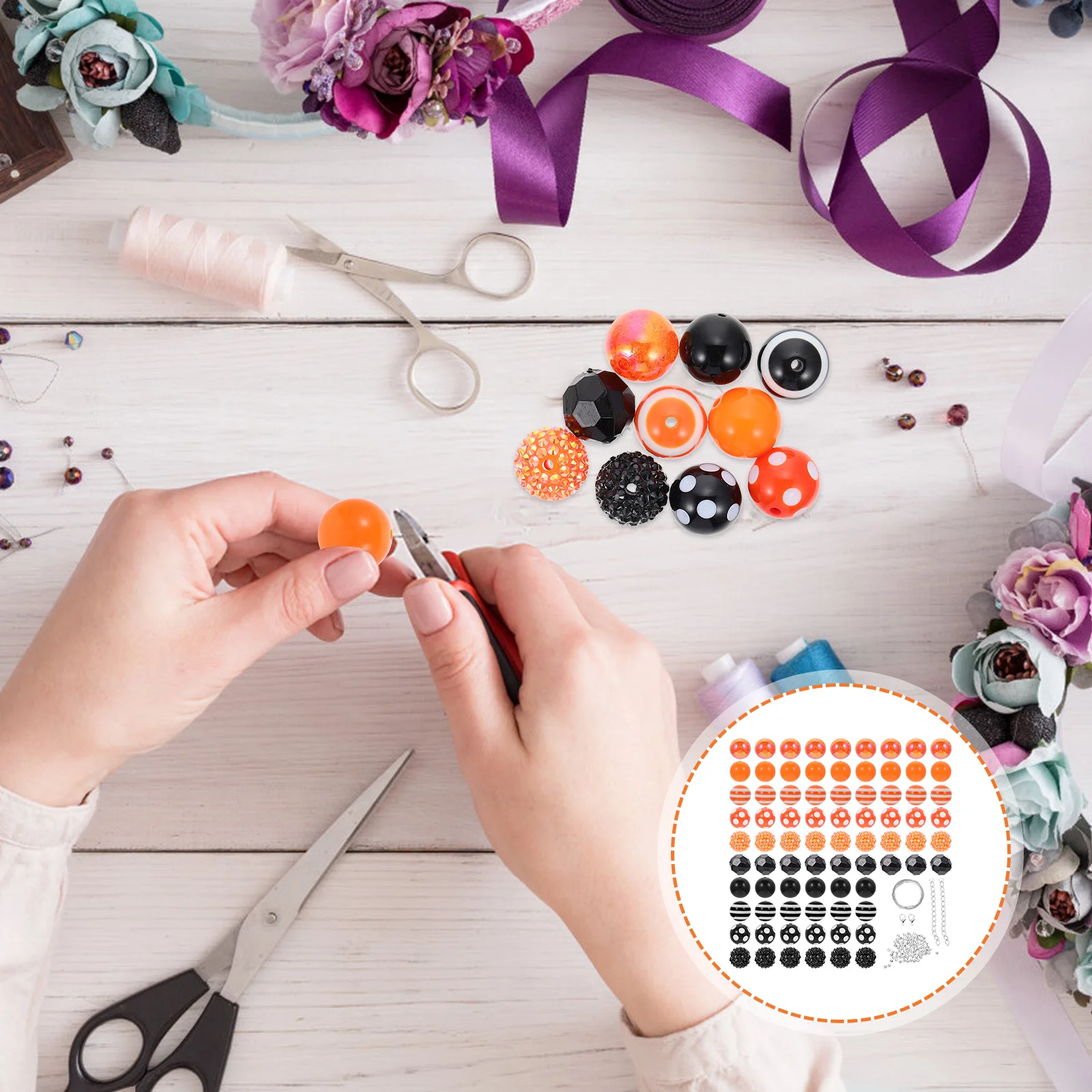 1Set Acrylic Beads Halloween DIY Jewelry Supplies Unique Handmade Beads for Necklace Bracelet Craft Making Necklace DIY Material