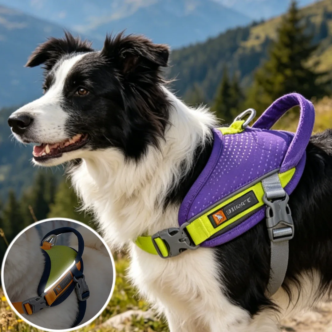 Grey Blue Anti Escape Reflective Vest Style Dog Harness Space Aluminum D Ring Comfortable Breathable Mesh Lightweight No Burden
