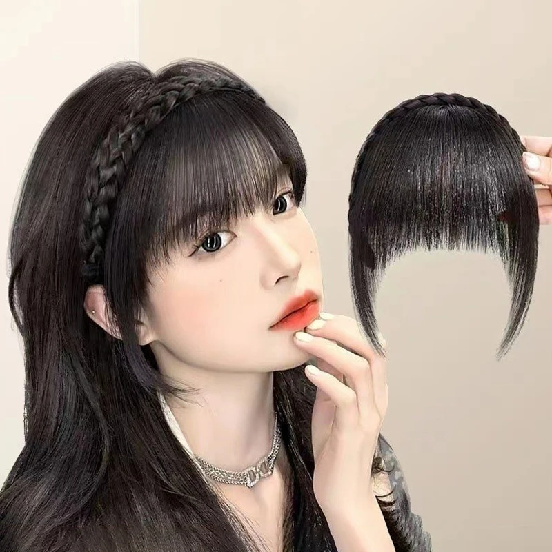 Cierres asiáticos de fibra sintética, postizo esponjoso Natural de dos estilos con flequillo, aumenta rápidamente el volumen del cabello de las mujeres y cubrir el cabello gris