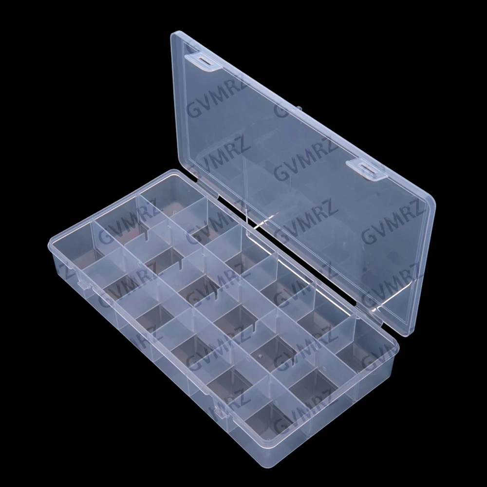 18 compartments 21x10.7x3mmTransparent detachable plastic storage box for hardware components Electronic component box  21x10.7