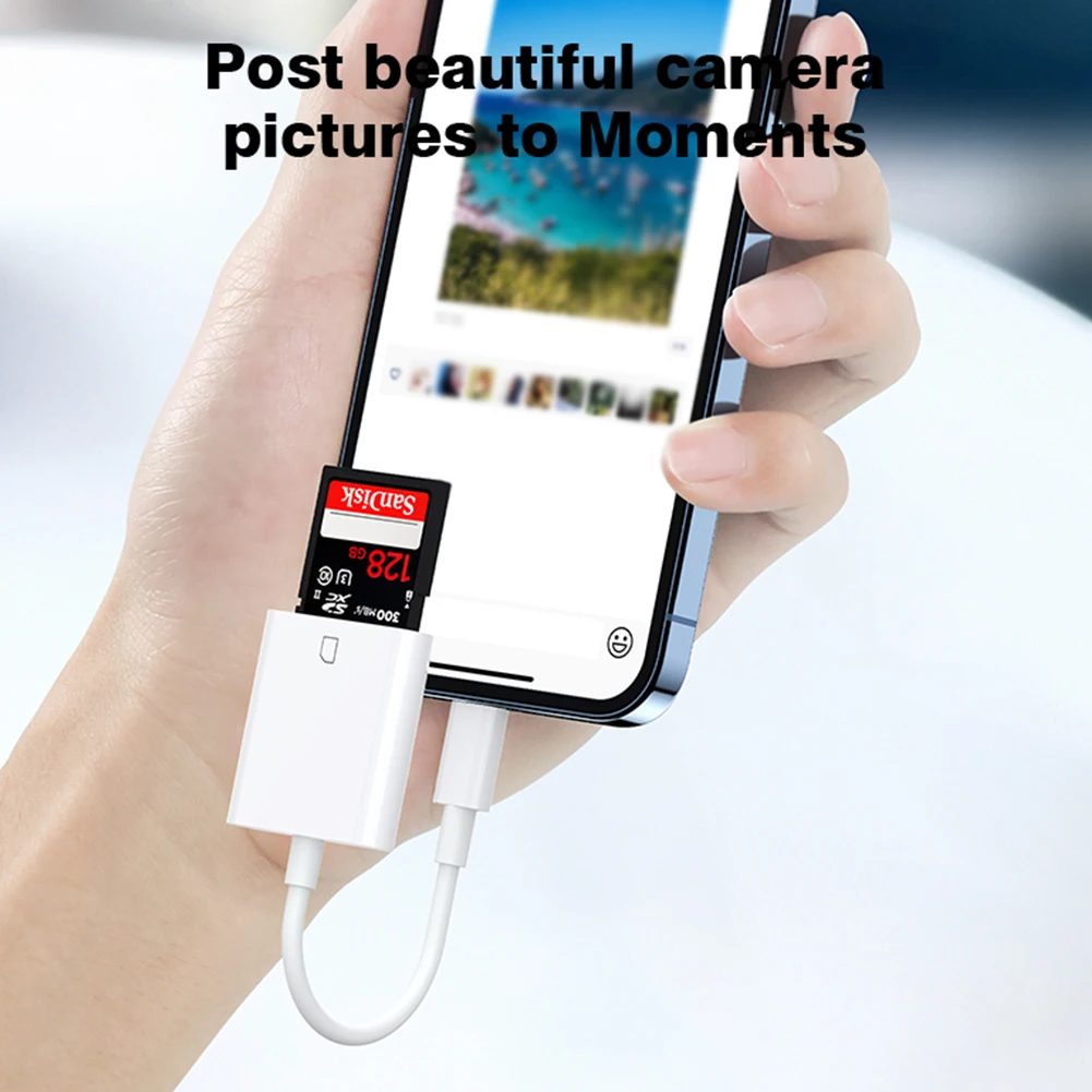 For iPhone Card Reader Memory Card Adapter for iphone 14 13 12 11 Pro Max 8Pin To SD Camera Card Reader Data Converter OTG Cable