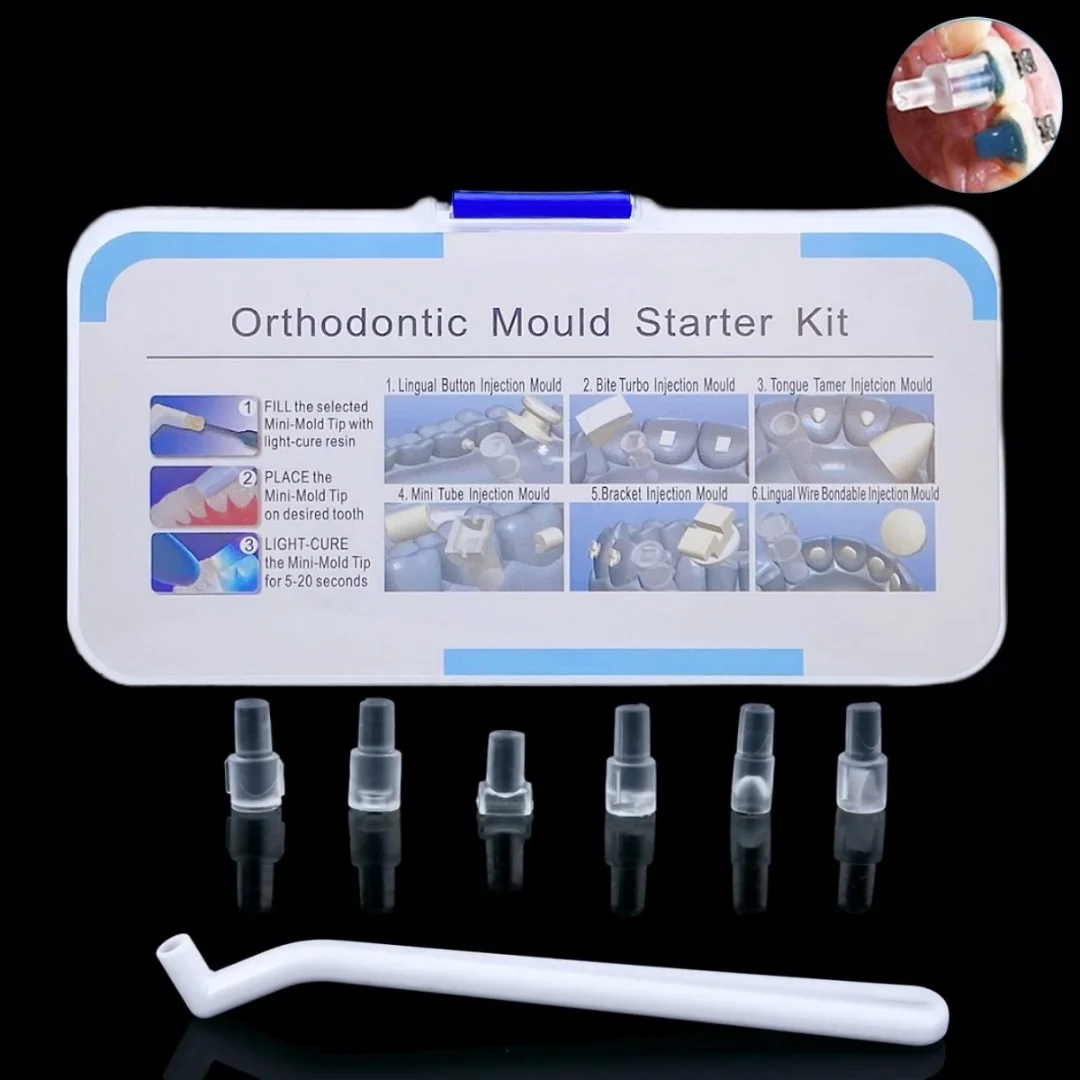 1 Set Dental Orthodontic Mould Starter Kit Injection Moulds Mini Forming Mold Lingual Button Bite Turbo Dentistry Accessories