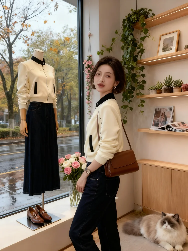 

Faionable ort Coat Spring 2026 Unique Beautiful Korean Sle Women's Jaet Versatile Sli Cact Size