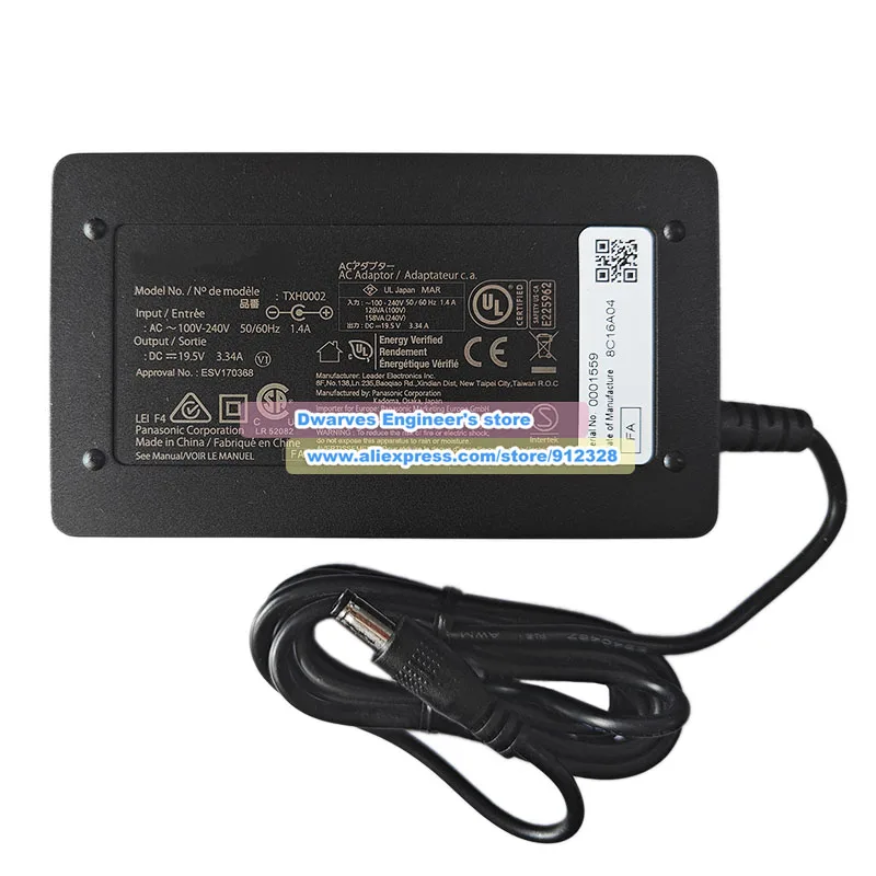 Genuine TXH0002 19.5V 3.34A 65W AC Adapter ESV170368 Charger for Panasonic TH-24H400H LED TV TH-32H400H TH-40H400H Power Supply