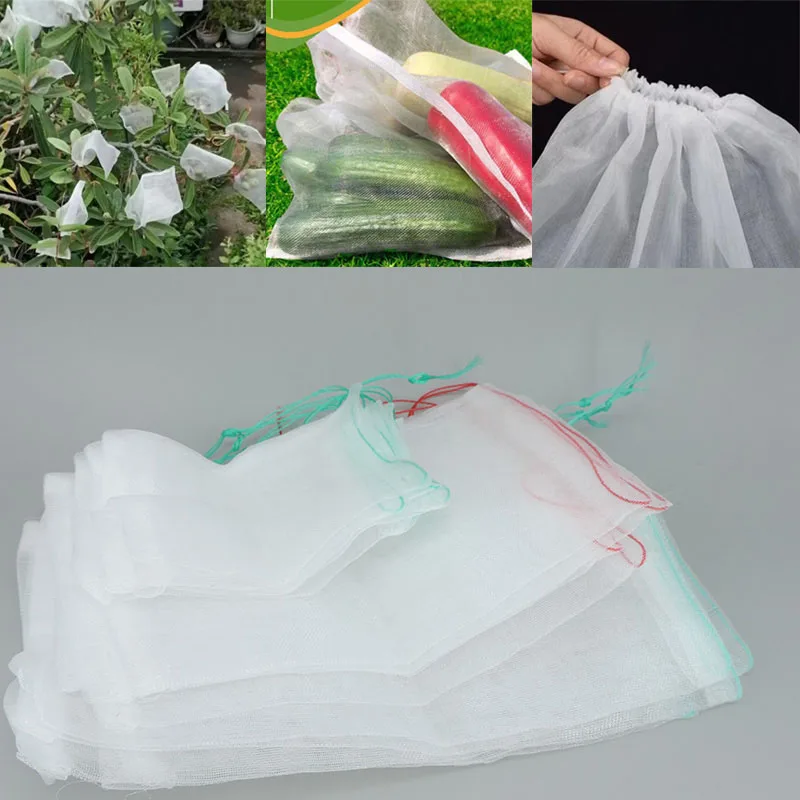 6size Fruit Grape Mesh net Storage Grow Bags cover Vegetable Protection Pest Control Anti-Bird Bug Insect Garden Netting Planter