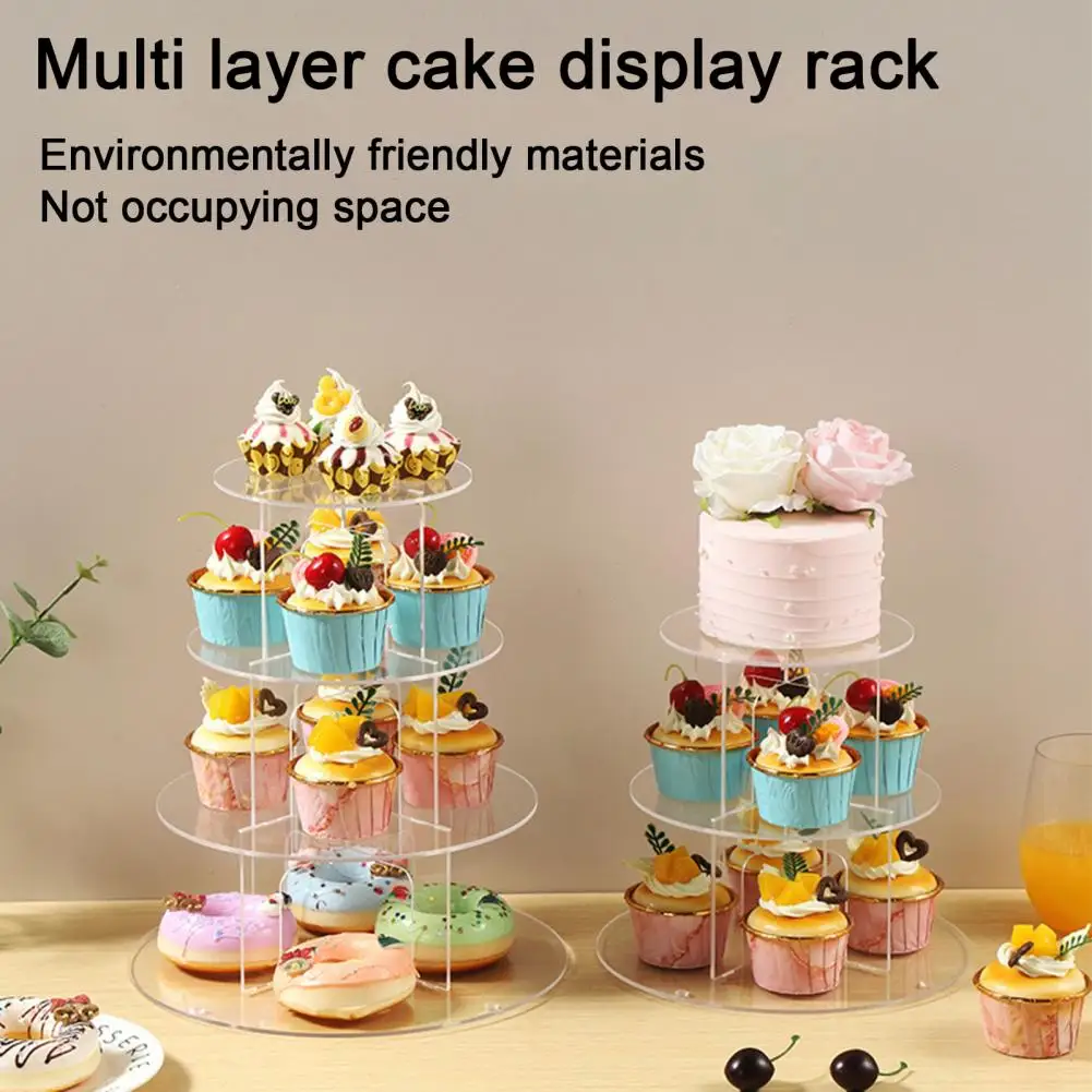 Cake Stand Multi-layered Acrylic Cake Dessert Display Stands Elegant Easy-to-install Statues for Showcasing Confections Cupcake