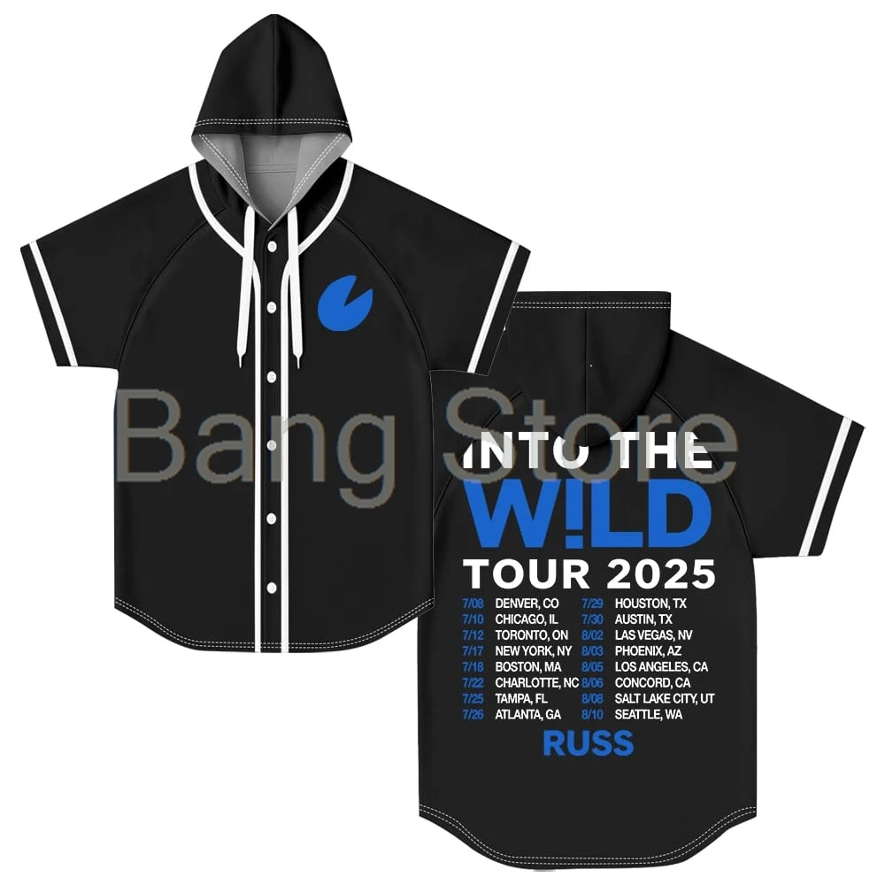 

Russ Into The Wild Tour Baseball Jersey Unisex Hooded Short Sleeve Shirt Casual Trendy Clothes