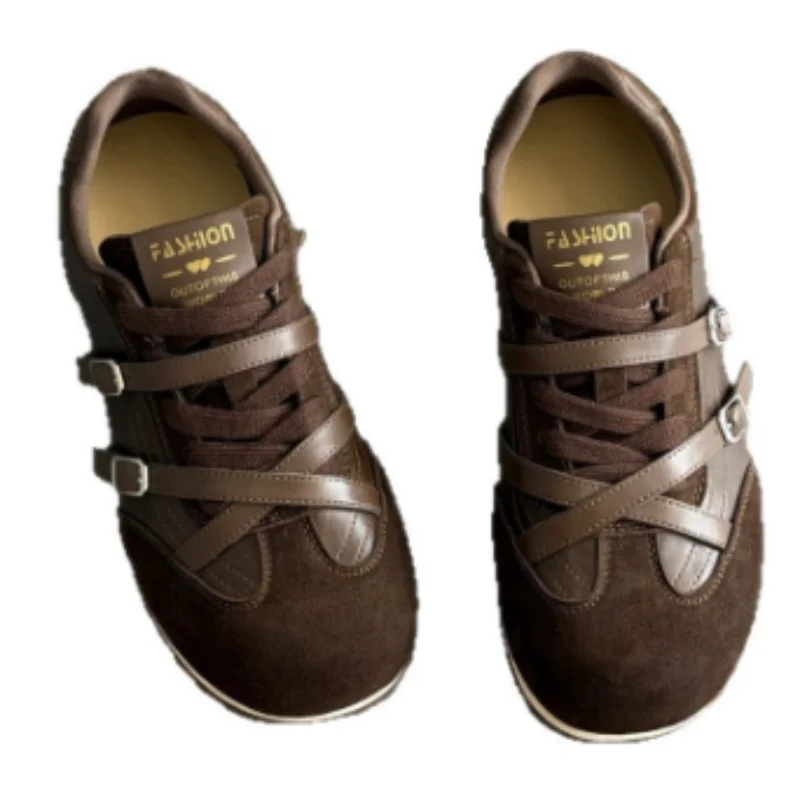 ZXRYXGS Top Cowhide Splicing Spell Color Women Shoes Flat Inner Height Increasing Casual Sneakers Comfortable Trendy Shoes 2026