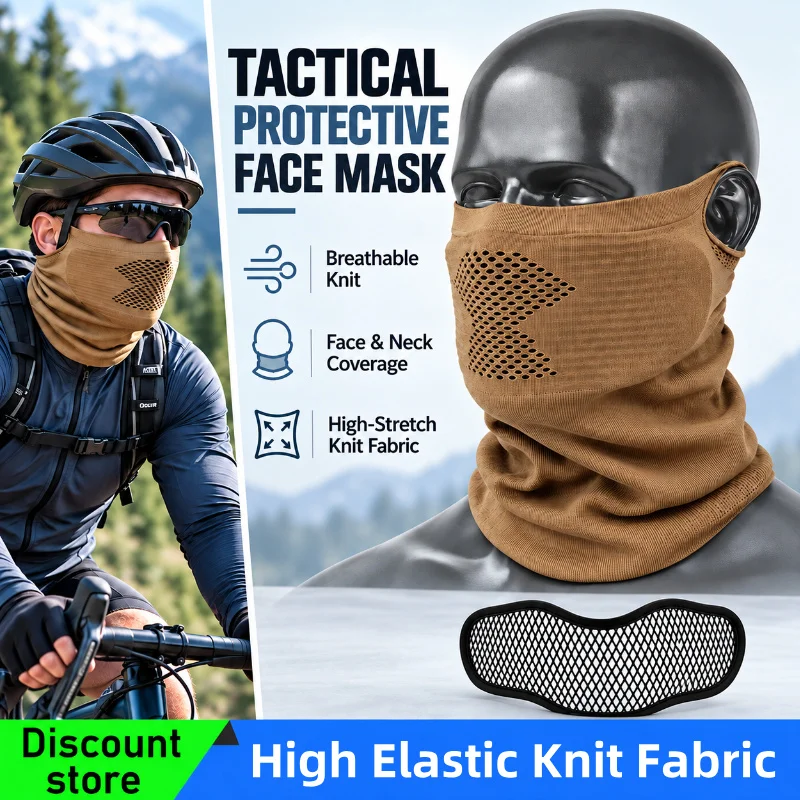 Tactical Knitted Balaclava Full Face Mask, High Stretch Breathable Mesh Vent Windproof Helmet Liner for Airsoft Hunting, Cycling