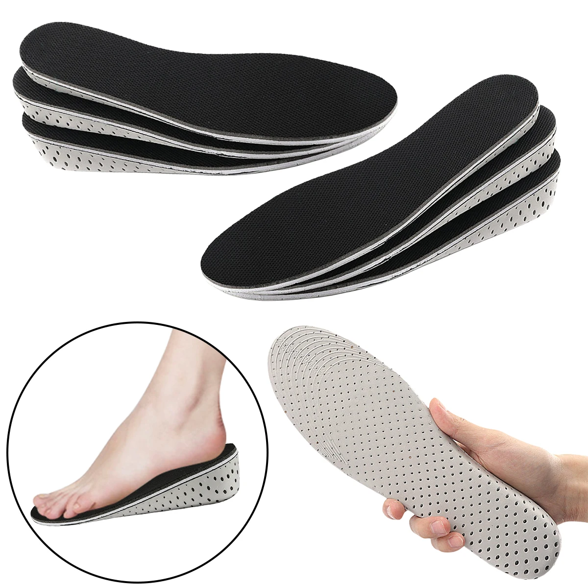 

2-4CM EVA Memory Foam Height Increase Insoles Templates Insole Breathable Ultra Light Elevated Sports Pads for Men Women