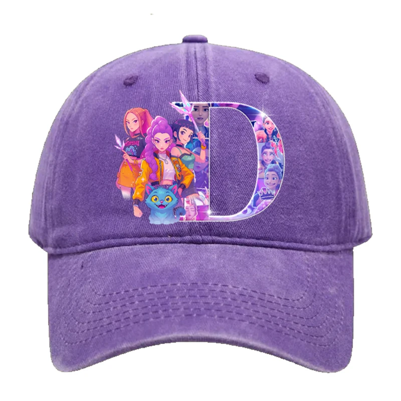Kpop Demon Hunter Hat Letter A-Z Baseball Cap for Women Summer Adjustable Sun Hat Anime Cute Retro Sunbonnet Adult Headgear Gift