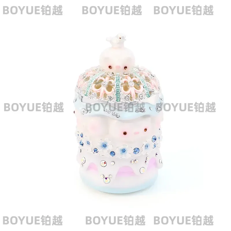 Cute Pig Burger Enamel Jewelry Box Ring Holder Trinket Storage Organizer Ornament Figurine Creative Gift for Women Girls