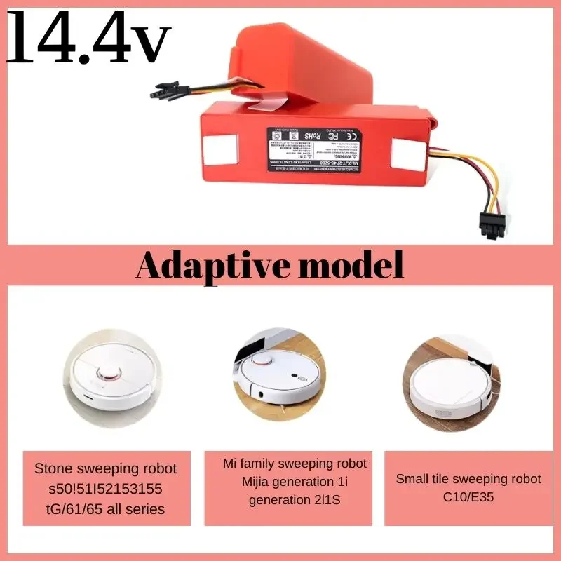 

6800mAh BRR-2P4S-5200S Robotic Vacuum Cleaner Replacement Battery For Xiaomi Roborock S55 S60 S65 S50 S51 S5 MAX S6 Parts