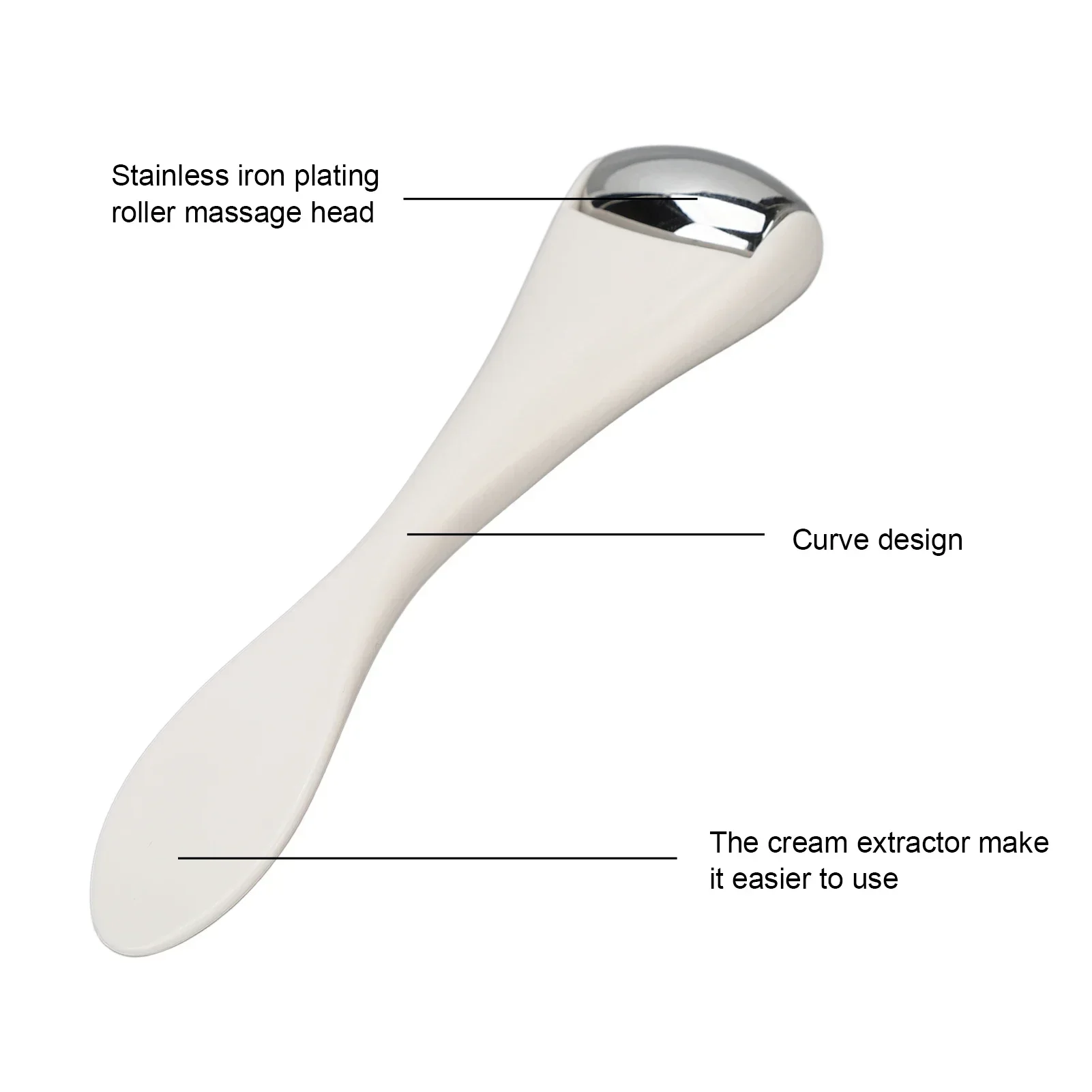أسطوانة مثلجات معدنية للوجه ، فولاذ مقاوم للصدأ ، أبيض ، عين صغيرة ، أسطوانة للانتفاخ الصغير للعين ، أداة العناية بالبشرة ، 1 *