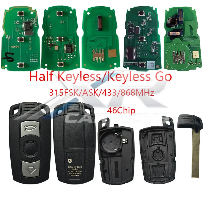 Half Keyless/Keyless Go ID46 PCF7945 Chip 315/315Lp/434/868 Mhz Car Remote Control Key For BMW CAS 3 System 1 3 5 Series
