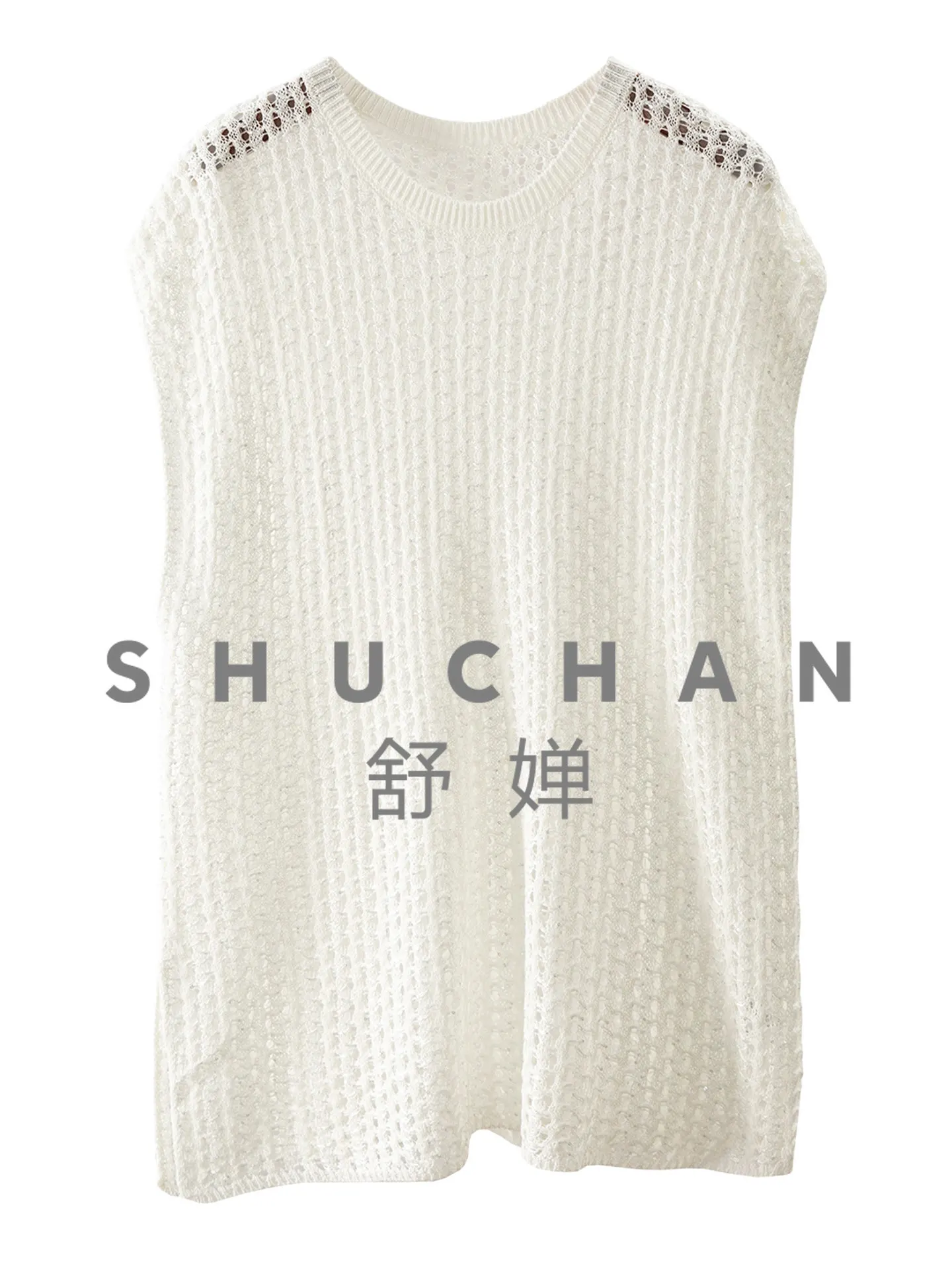 

Elegant Lyocell Linen Vinegar Fiber Hollow Round Neck Knitted Vest for Women 43K0 Sueter Mujer Invierno 2026