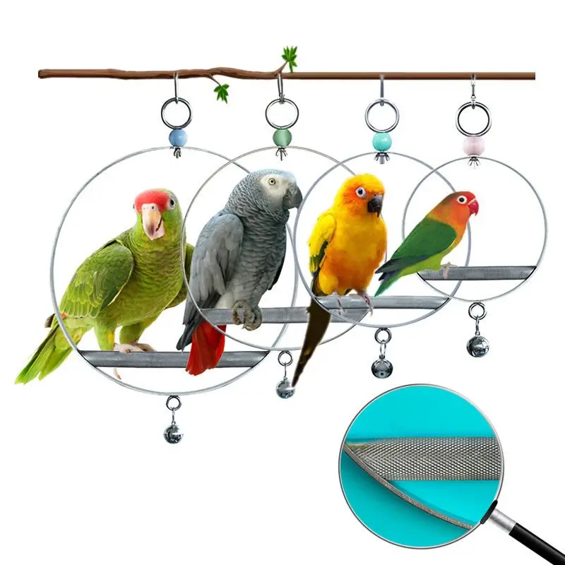 Bird biting supplies, parrot 304 stainless steel grinding claw, swing, hanging ring, bell display rack with hanging accessories