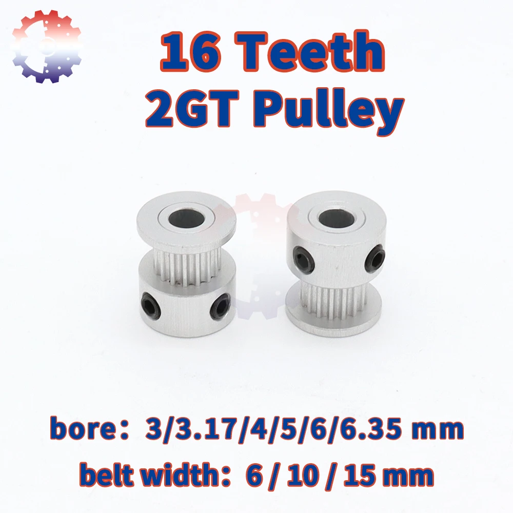 16Teeth 2GT Timing Pulley Bore 3/4/5/6/6.35mm 16T Pulleys for 2M Belt Width 6/10/15mm Belt Pulley GT2 16 Teeth 3D Printer Parts