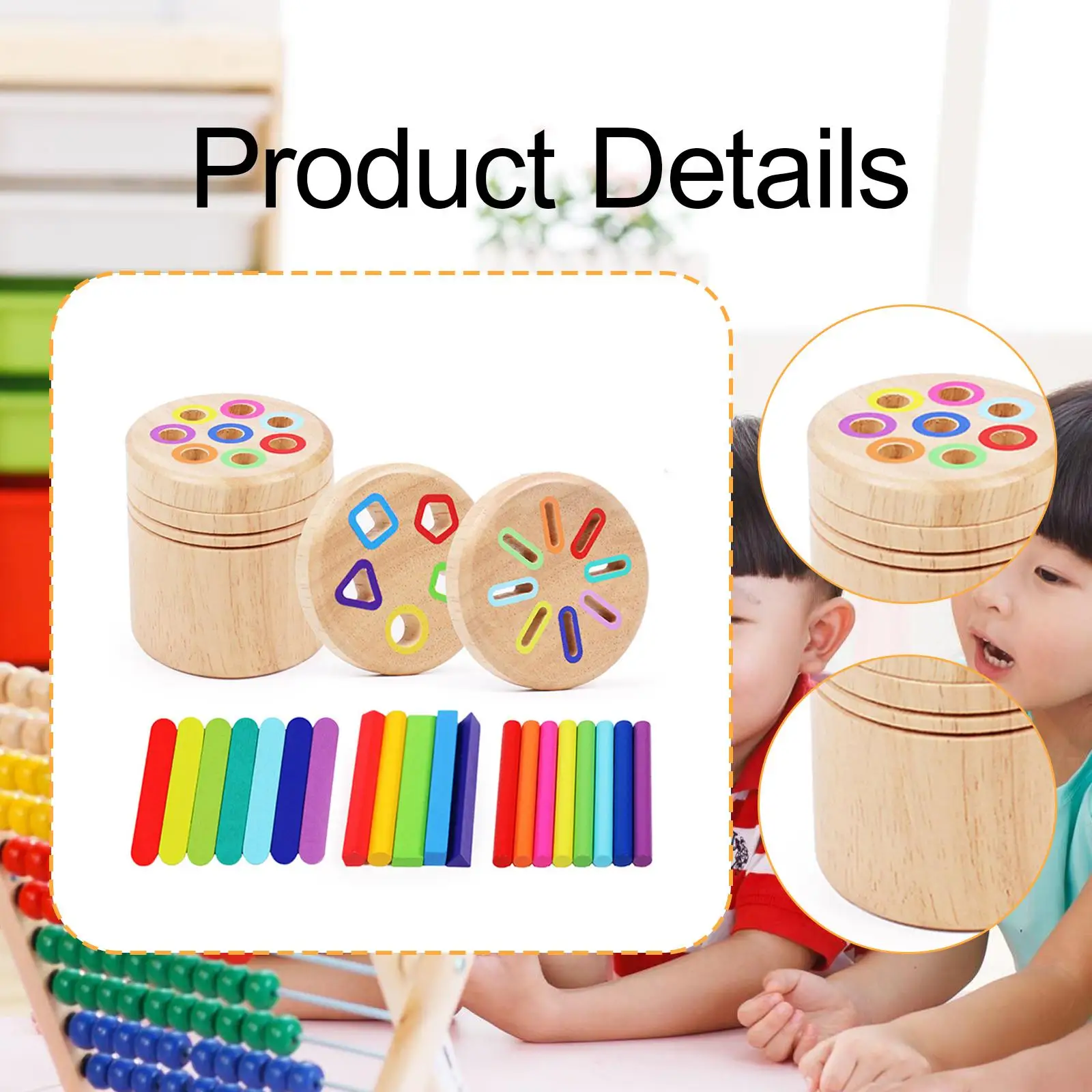 لعبة حسية متطابقة الشكل، ألعاب سفر تعليمية، لعبة مقبس اسطوانة للأطفال من عمر 1 إلى 2 إلى 3 سنوات