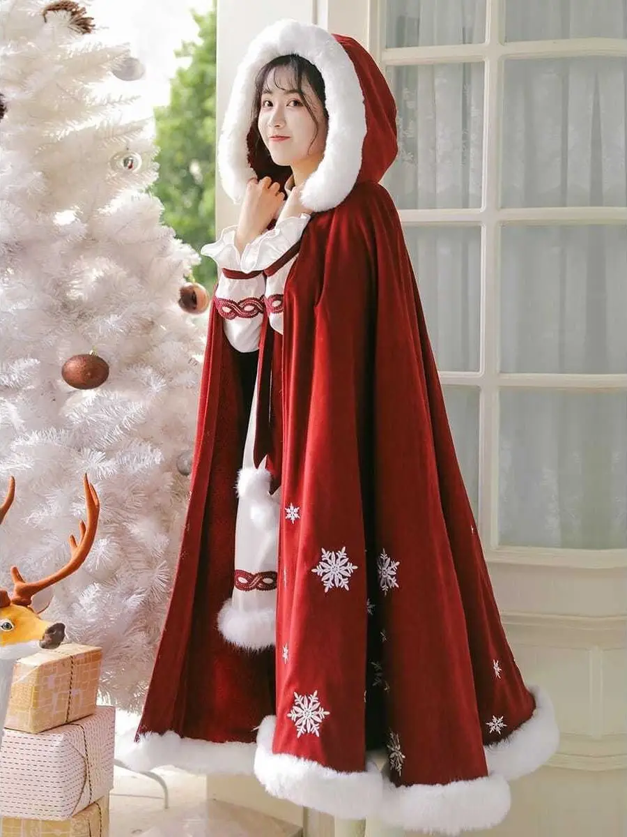 

plus Size 300 Pounds Fat MM Han Su National Style Thickened Hooded Medium Length Cloak Coat Women's Fashionable Top Winter 2