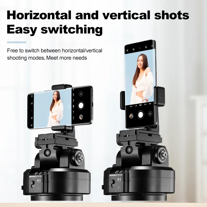 SOONPHO M4 M6 Motorized Tripod Head Wireless Remote Control AI Face Track Panoramic Video Shooting Camera Phone Holder