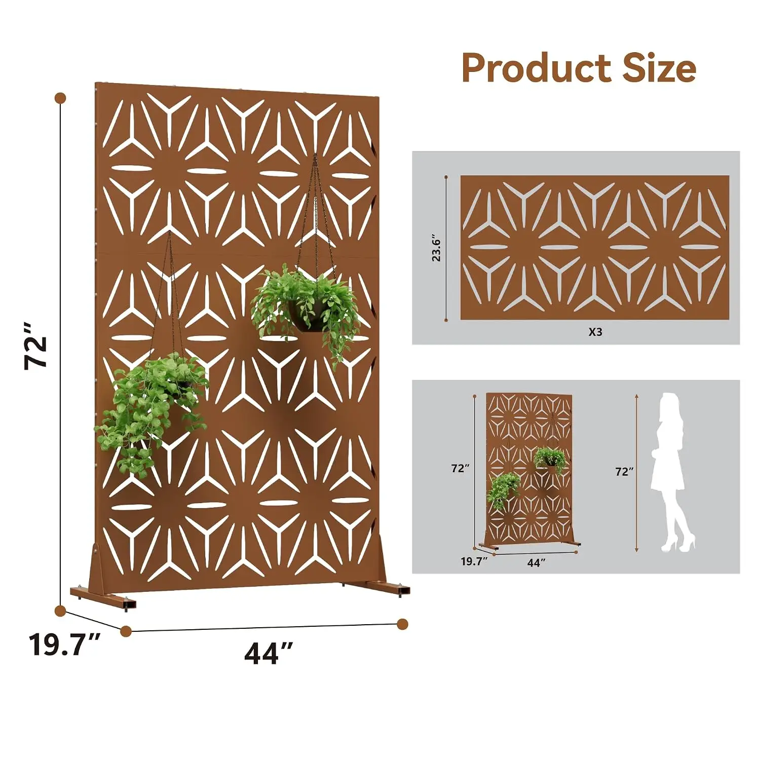 Metal Privacy Screen for Outdoor Freestanding 72