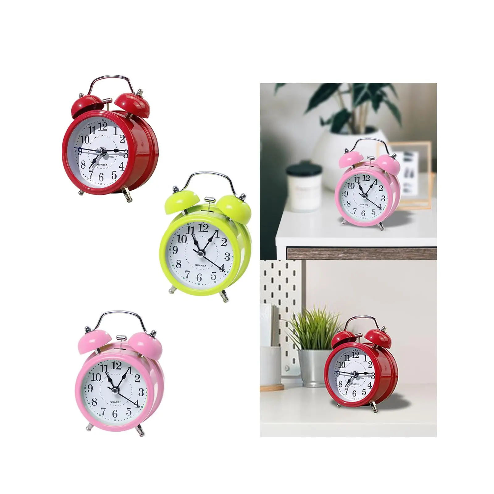 Alarm Clock Non Ticking with Night Light No Noise Retro Analog Clock for Bedroom Bedside Table Deep Sleepers Teenagers Adults