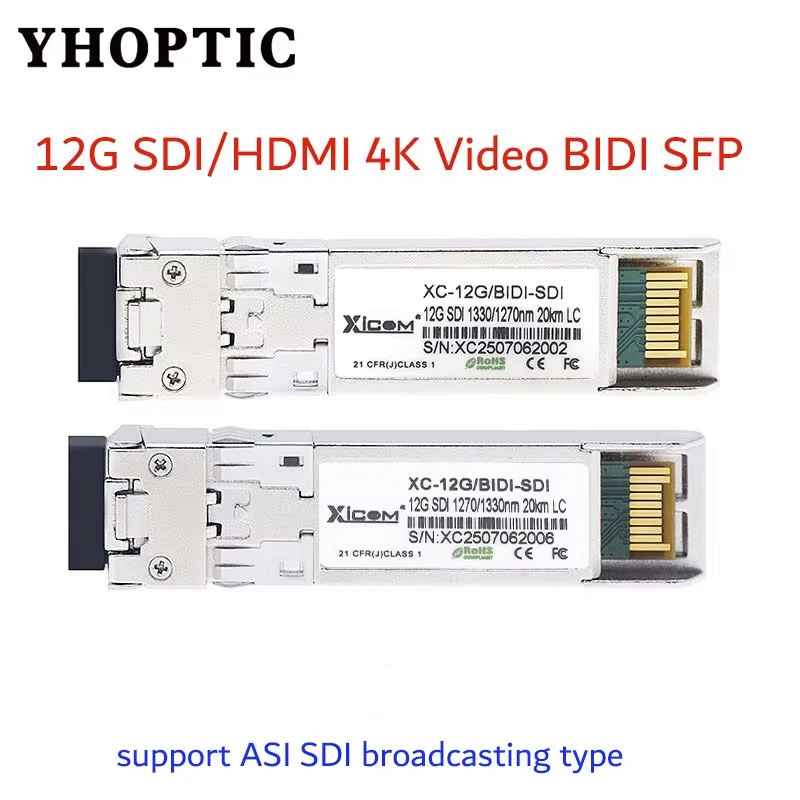 High Speed SFP Single Fiber 12G-SDI/HDMI-BIDI Transceiver Module for 4K Video Compatible with Blackmagic Design BMD Yellowbrick