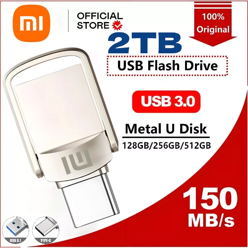 

Lenovo Usb Flash Drives 2 ТБ Мини Высокоскоростной Металлический Pendrive 1 ТБ 512 ГБ Портативный Pen Drive Водонепроницаемый Memoria Storage U Disk