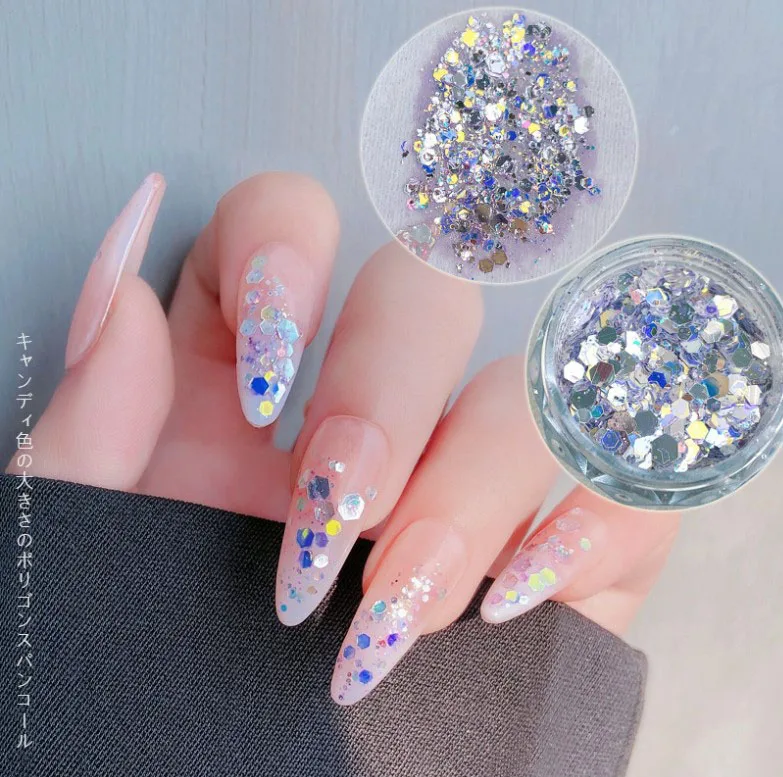 Candy-colored Meteor Sapphire Nail Art Glitter Sequins Holographic Laser  Colorful Powder Sparkly Hexagon Safe