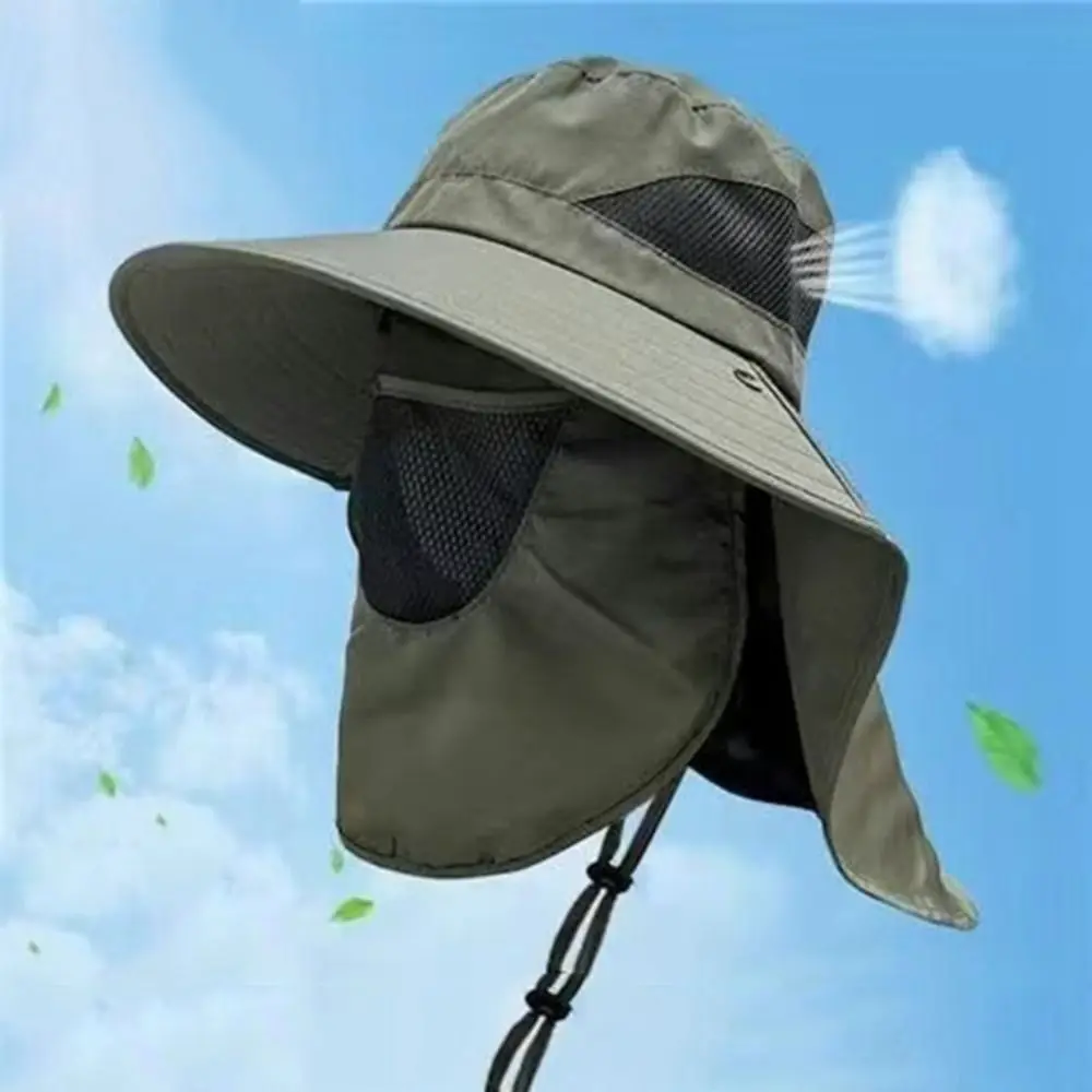 

Fishing Caps Caps Mask Set Bucket Hat Wide Brim UV Protection Fisherman Hat Sunscreen Visor Sun Hat Climbing