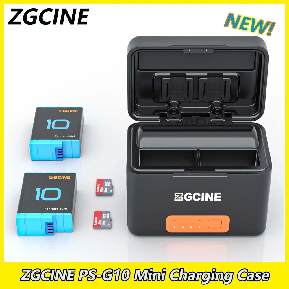 

ZGCINE PS-G10 Mini Battery Charging Box For GoPro 10 9 Battery Charger Smart Rechargeable 10400mAh Battery Storage Case