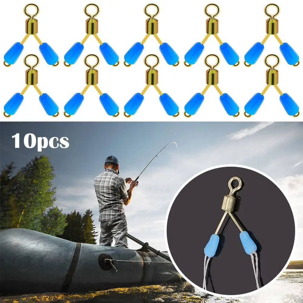 

5PCS Protable Swivel Space Bean Fishing Line Space Bifurcation Contactor Device Double hooks Eight Type