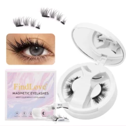 FindLove Fox Eye Lashes Magnetic Eyelash Kit No Glue Need Eyelashes with Applicator Natural Soft Thick Glue-free False Eyelashes