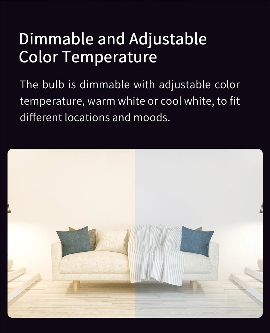 Global Version Yeelight Smart LED Bulb W3 E26 WiFi Connection Dimmable Voice Control Compatible with Mijia Google Home