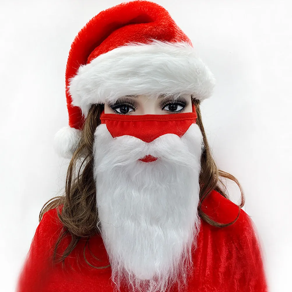 Santa Hat with Eyebrow and Beard Set – Christmas Party Costume Accessories & Photo Props