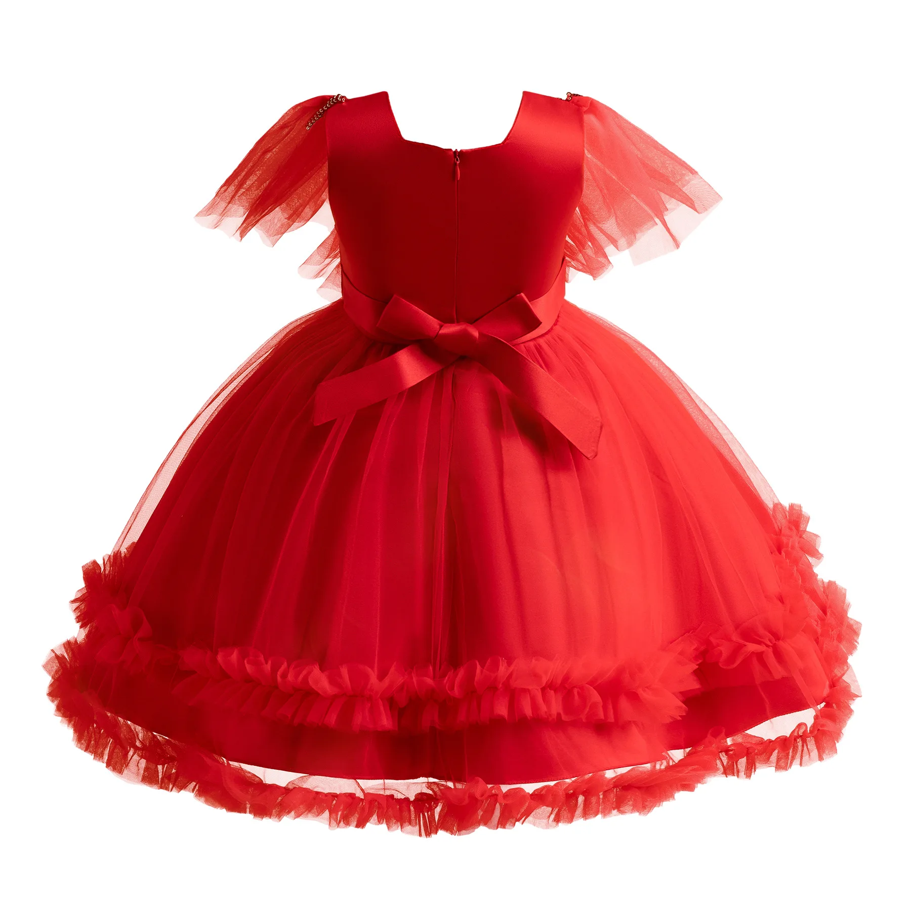 Vestido de lentejuelas con volantes para niñas de flores, vestidos de fiesta de dama de honor de boda Vintage, vestido Formal de desfile para niños y vacaciones